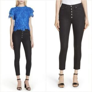 AO.LA Alice + Olivia Good HR Exposed Button Skinny Jeans Cropped Size 28